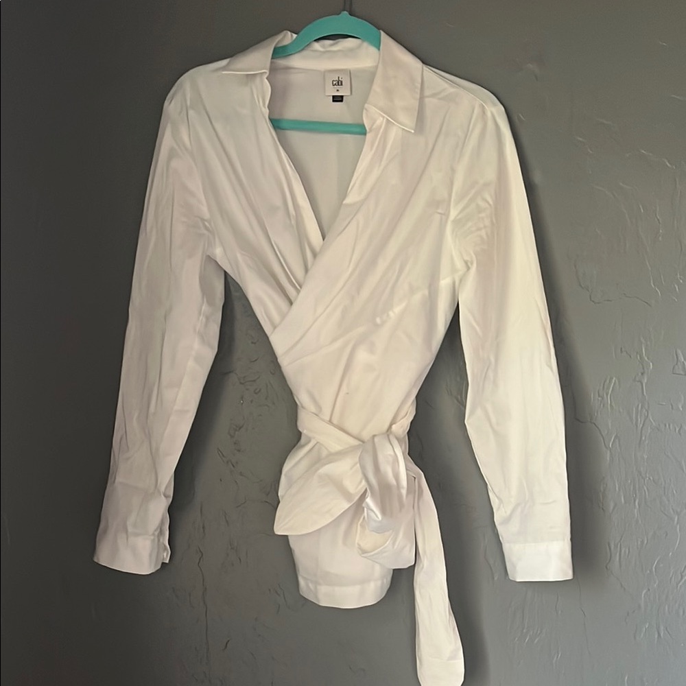 Cabi White Wrap Top